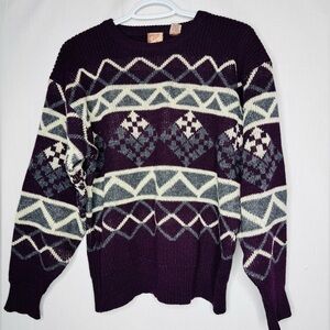 Vintage Mens Henry Grethel Retro Shetland Wool Sweater Sz M Geometric Indie